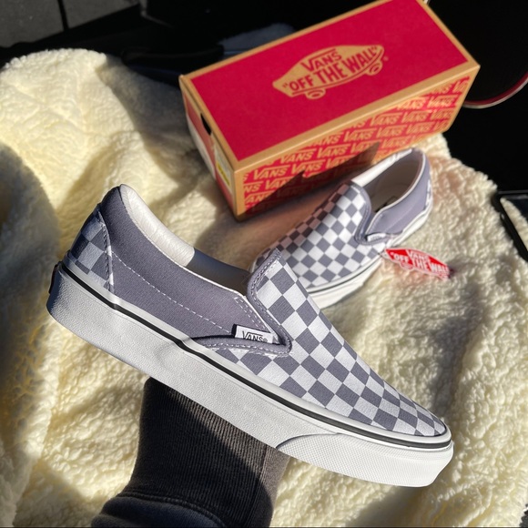 Vans Shoes - Vans Blue Checkerboard Classic Slip-On Shoes